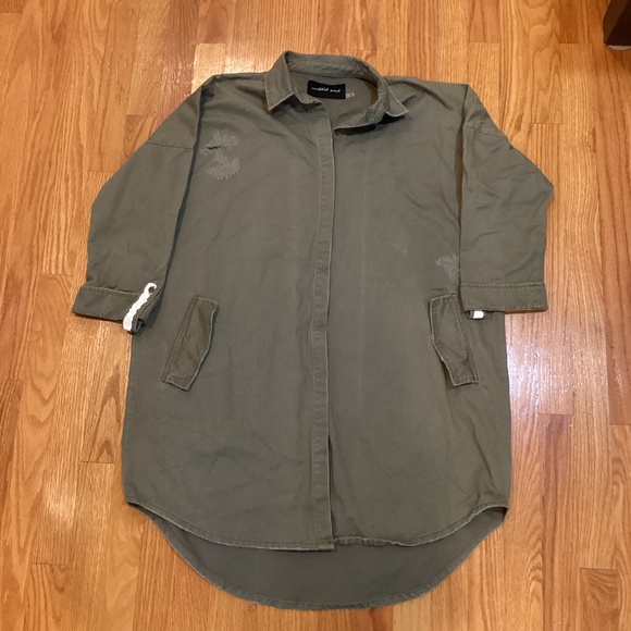 High Low Drop Shoulder Jacket - Picture 1 of 5